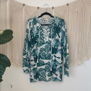 Show Me Your Mumu | Barefoot Hoodie Teal Palm Knit